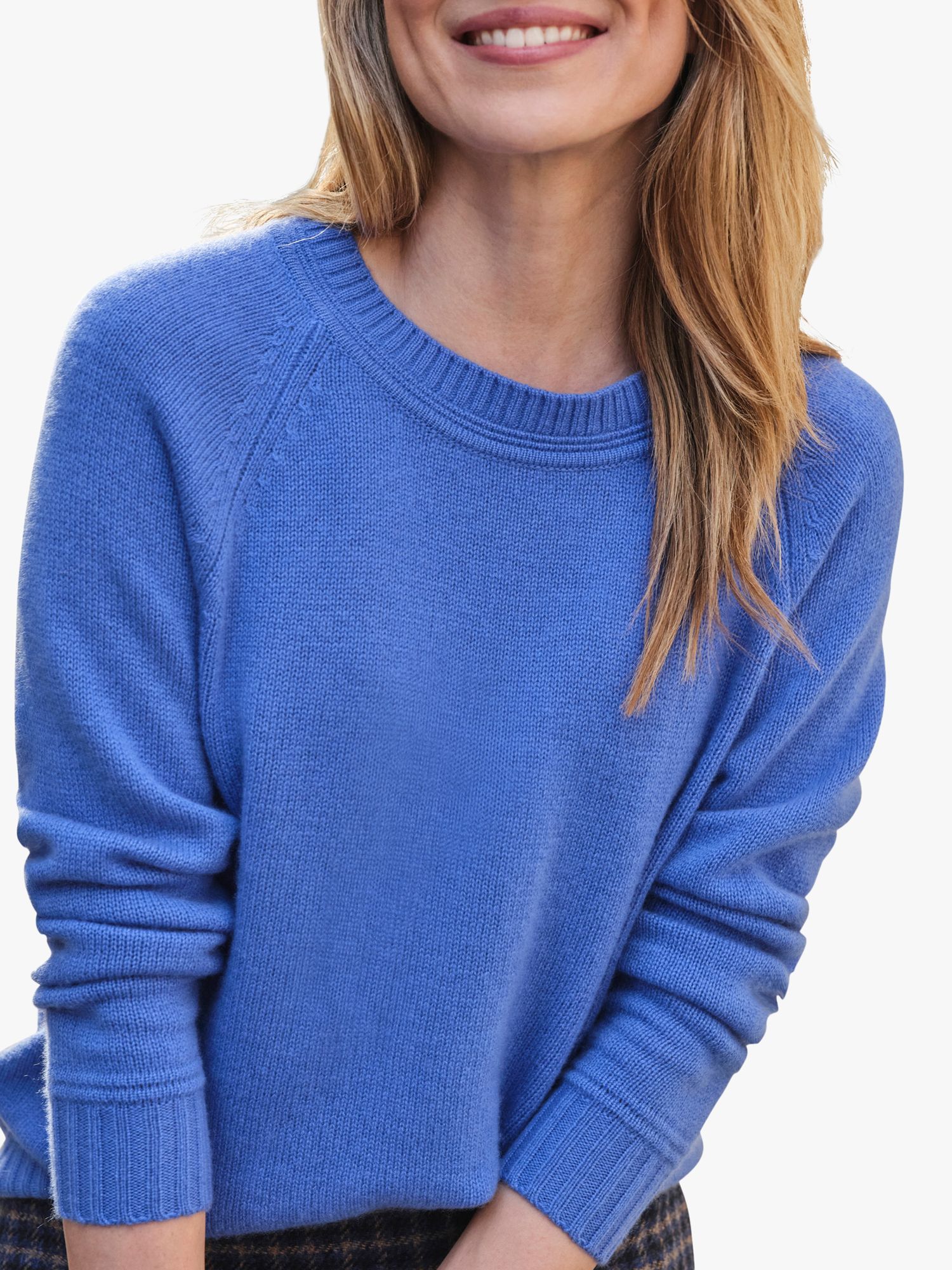 Mineral Blue, Cashmere Lofty Raglan Sleeve Jumper