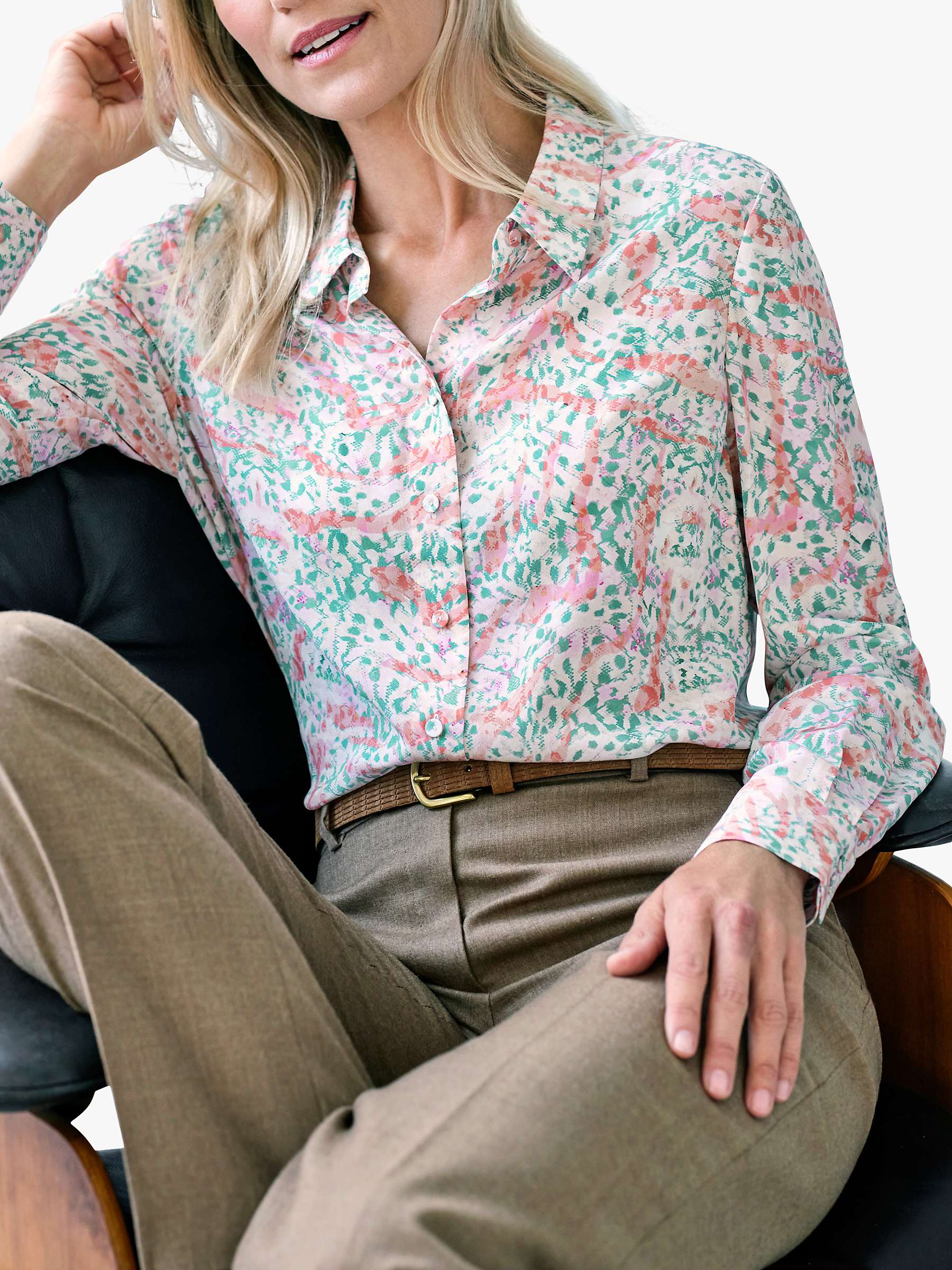 Buy Pure Collection Abstract Washed Silk Shirt, Pretty Texture Online at johnlewis.com