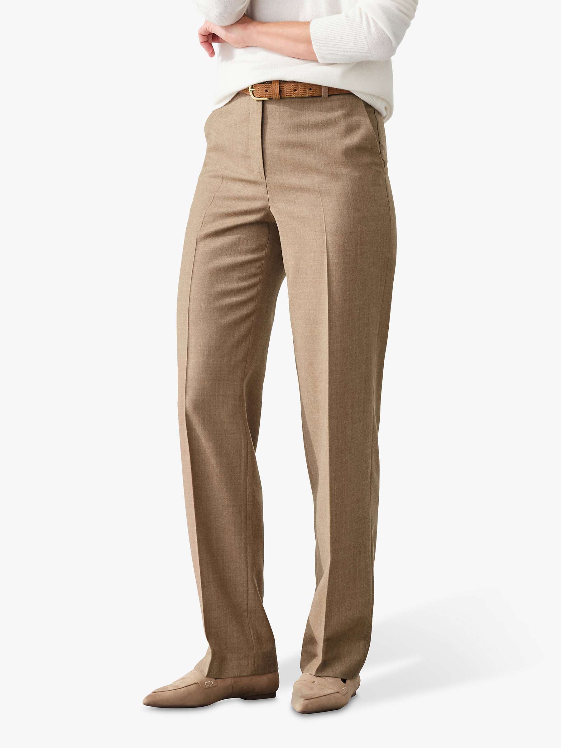 Pure Collection Wide Leg Wool Blend Trousers, Camel at John Lewis