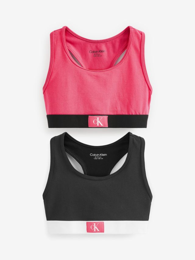 Calvin Klein Kids' CK Monogram Bralette, Pack of 2, Pinkflash