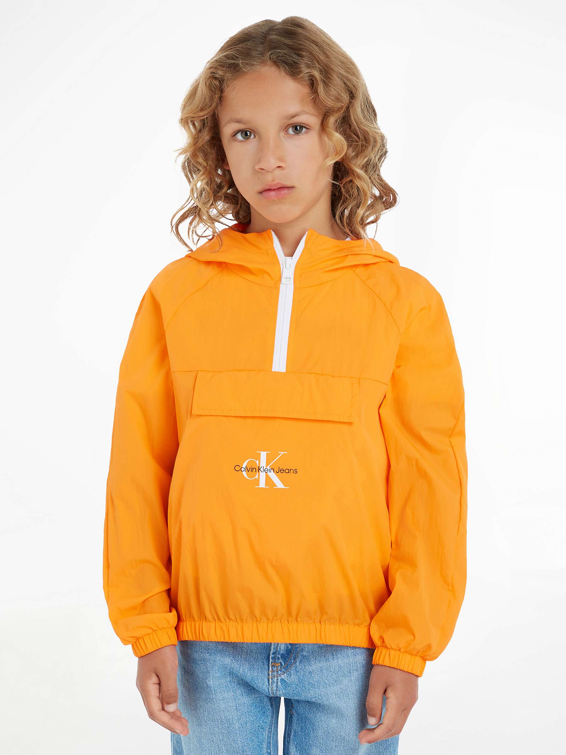 Buy Calvin Klein Kids Monogram Windbreaker Jacket, Vibrant Orange Online at johnlewis.com