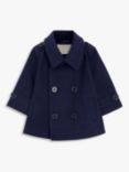 John Lewis Heirloom Collection Baby Wool Blend Double Breasted Coat, Navy