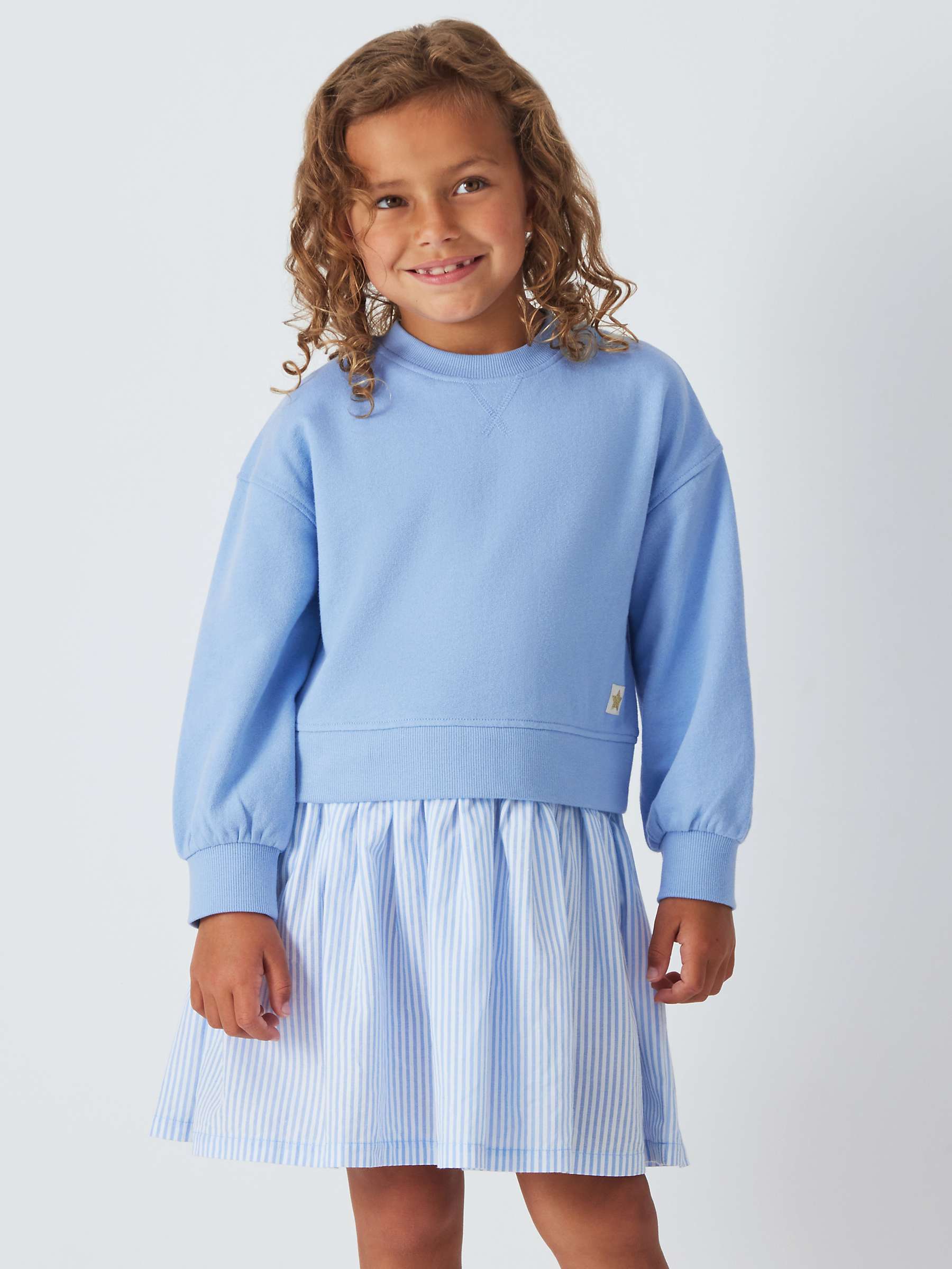Buy John Lewis Kids' Half & Half Sweat Pinstripe Dress, Bel Air Blue Online at johnlewis.com