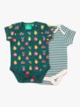 Little Green Radicals Baby Organic Cotton Vegetable Patch Bodysuits, Pack of 3, Green /Multi