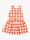Little Green Radicals Kids' Soft Checked Pinafore Dress, Red