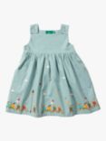 Little Green Radicals Baby Organic Cotton May Day Hem Print Pinny Dress, Duck Egg Blue/Multi, Duck Egg Blue/Multi