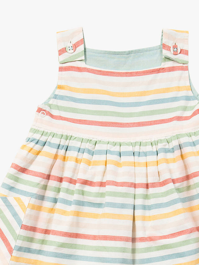 Little Green Radicals Baby Organic Striped Reversible Pinny Dress, Rainbow Stripe