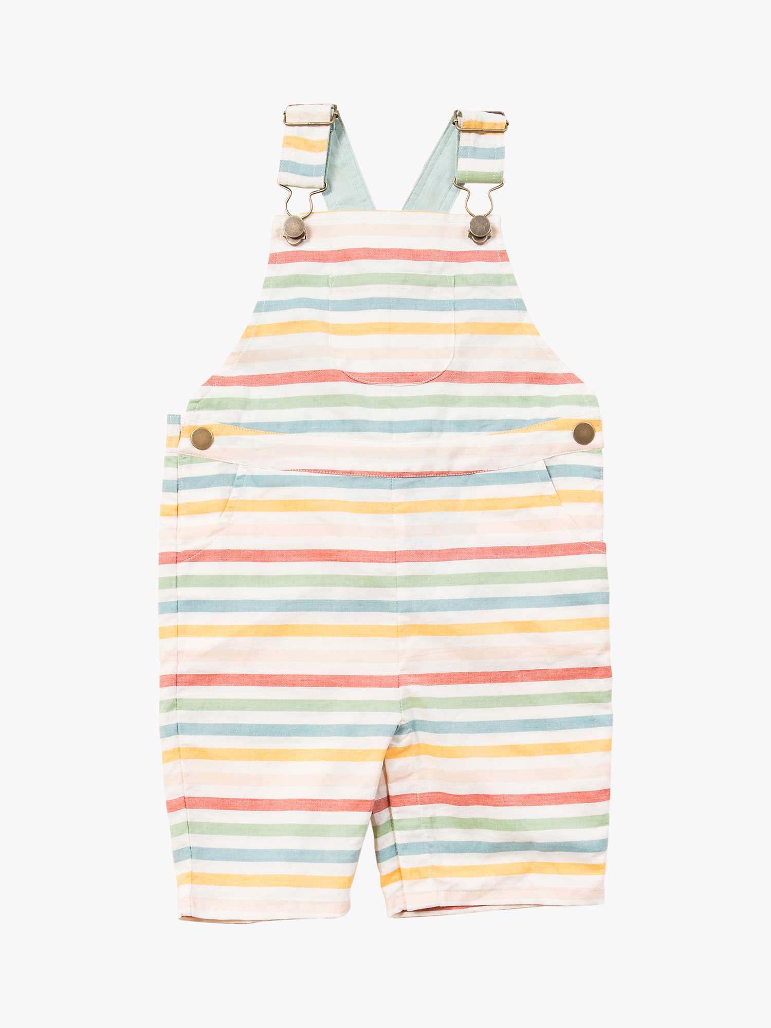 Buy Little Green Radicals Baby Organic Cotton Rainbow Striped Dungaree Shorts, Multi Online at johnlewis.com