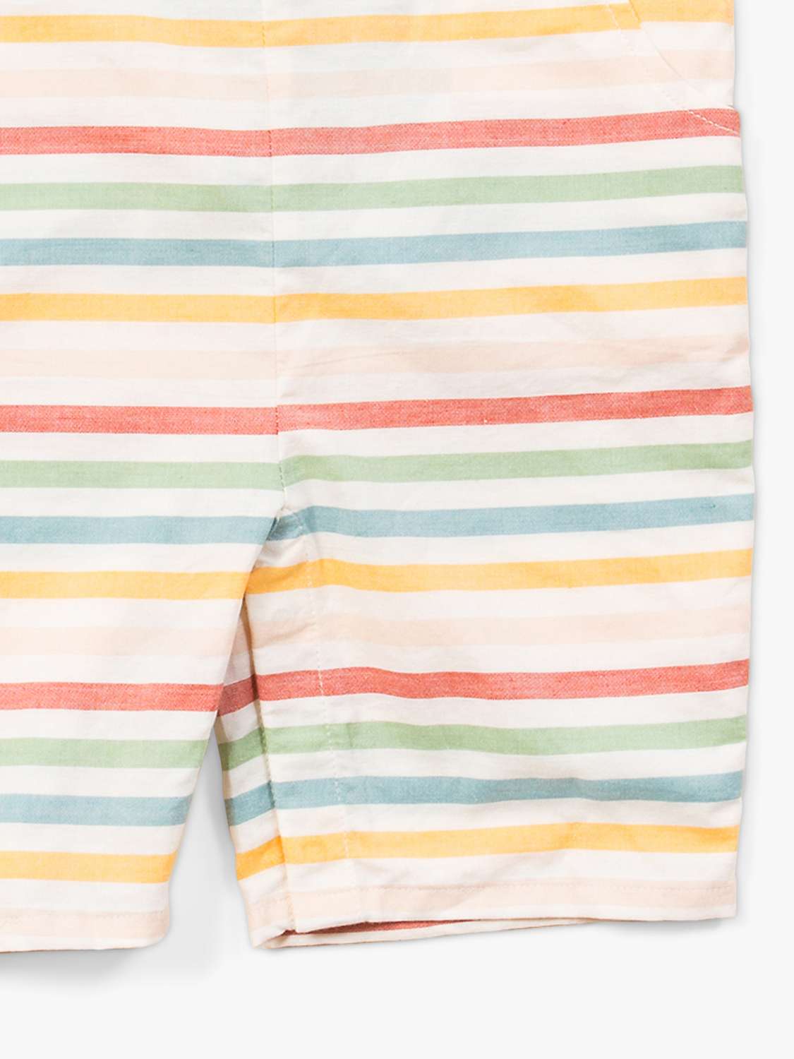Buy Little Green Radicals Baby Organic Cotton Rainbow Striped Dungaree Shorts, Multi Online at johnlewis.com