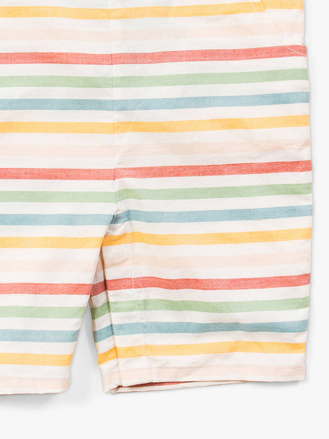 Little Green Radicals Baby Organic Cotton Rainbow Striped Dungaree Shorts, Multi