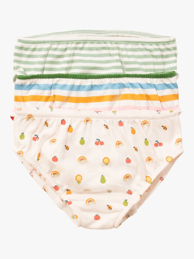 Little Green Radicals Kids' Organic Cotton Garden Days Print Underwear Set,  Pack of 3, Multi, 18-24 months