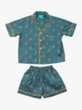 Little Green Radicals Kids' Bears Button Through Pyjama Shorts Set, Navy