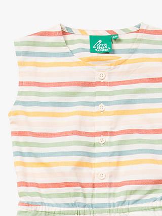 Little Green Radicals Kids' Organic Cotton Striped Sleeveless Summer Cropped Jumpsuit, Rainbow