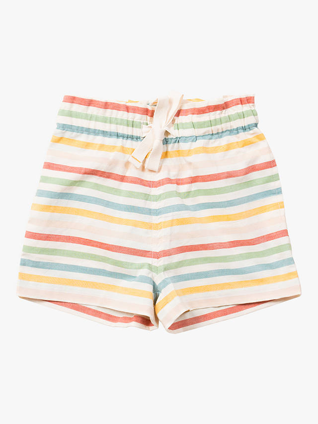 Little Green Radicals Baby Organic Cotton Rainbow Striped Shorts, Multi