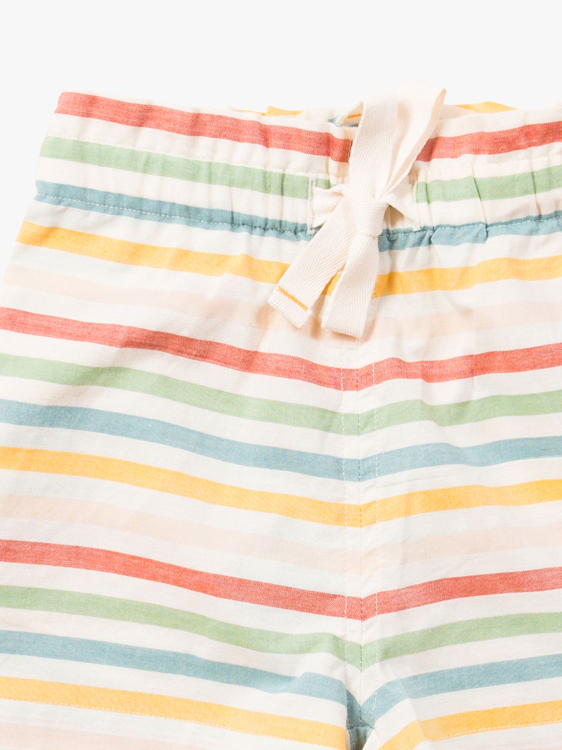 Little Green Radicals Baby Organic Cotton Rainbow Striped Shorts, Multi, 5-6 years