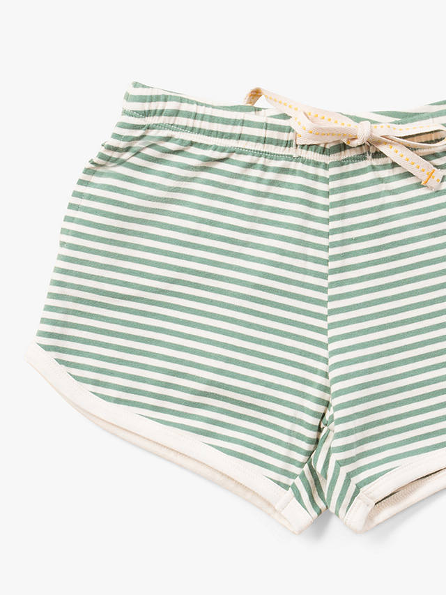 Little Green Radicals Baby Striped Run Around Drawstring Shorts, Green
