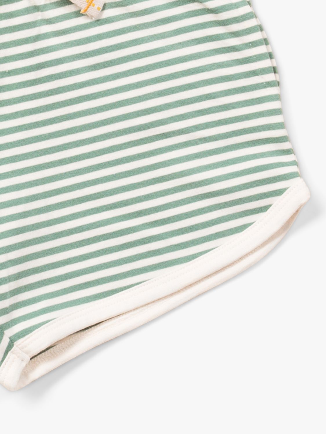 Little Green Radicals Baby Striped Run Around Drawstring Shorts, Green, 3-4 years