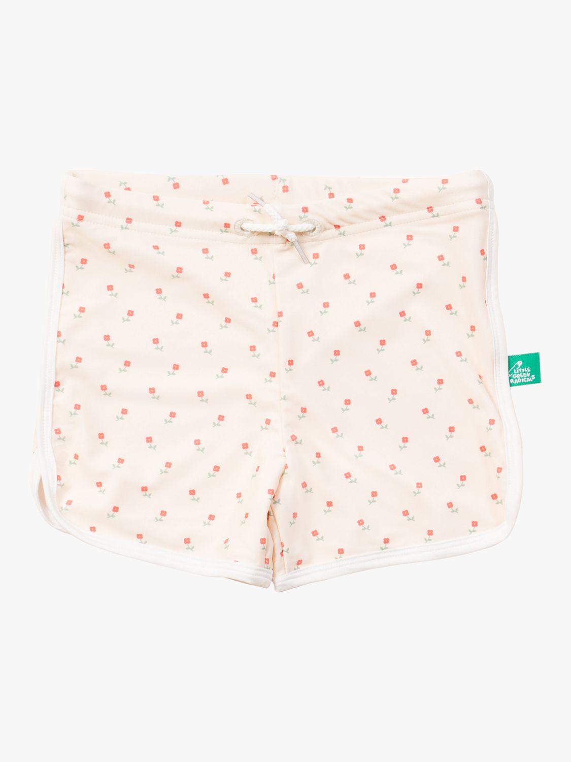 Little Green Radicals Baby Recycled Rose Flower Print Swim Shorts, Cream/Multi, 0-6 months