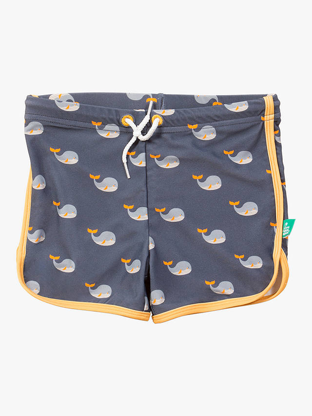 Little Green Radicals Baby Recycled Whale Song Print Swim Shorts, Grey/Multi