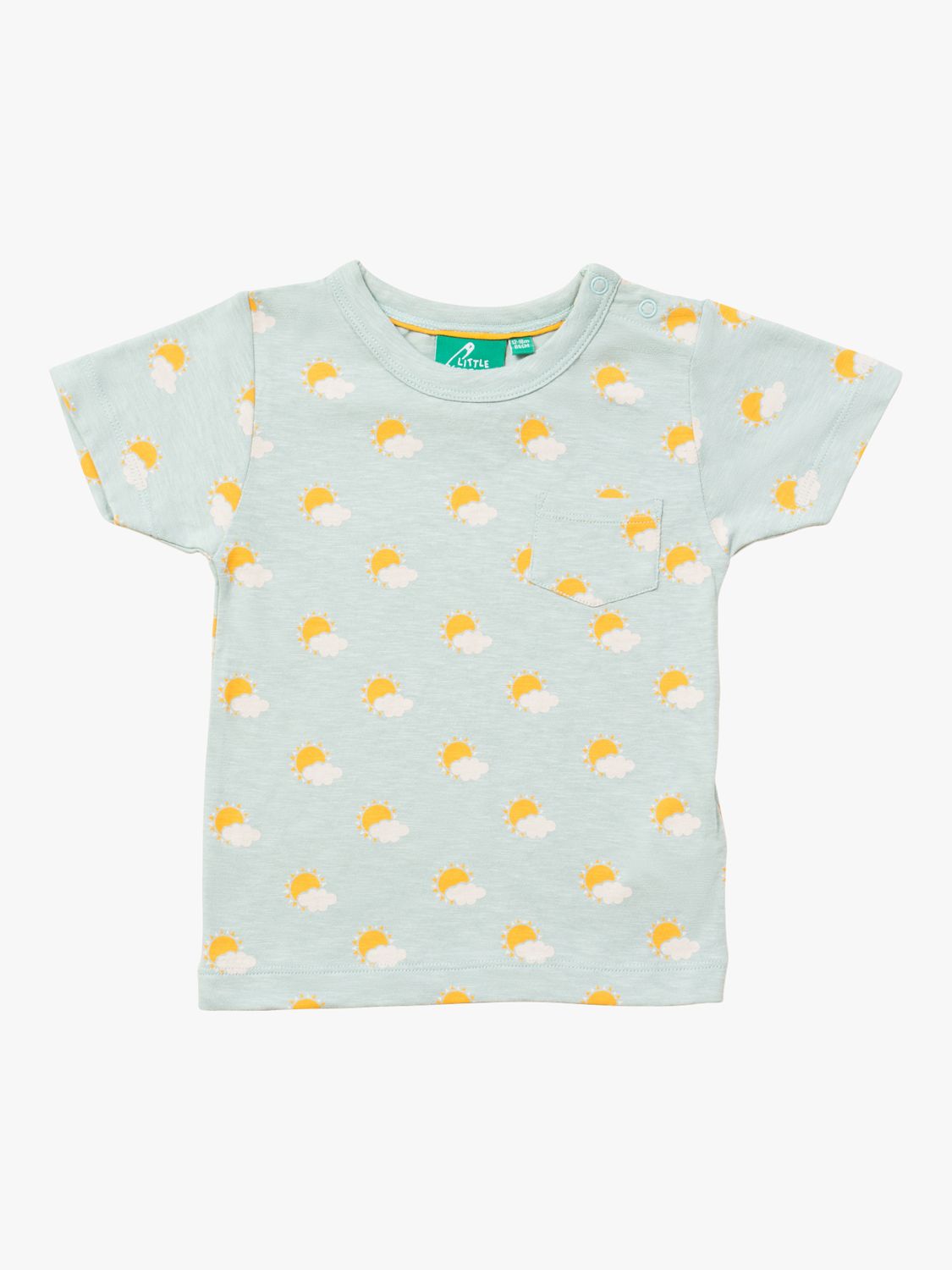 Little Green Radicals Organic Cotton Sunshine Short Sleeve T-Shirt, Duck Egg Blue/Multi, 4-5 years