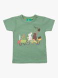 Little Green Radicals Baby Organic Cotton Bottom Of The Garden Summer T-Shirt, Green Khaki/Multi
