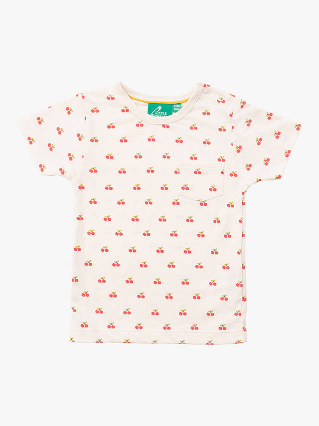 Little Green Radicals Baby Organic Cotton Cherry Short Sleeve T-Shirt, Cream/Multi