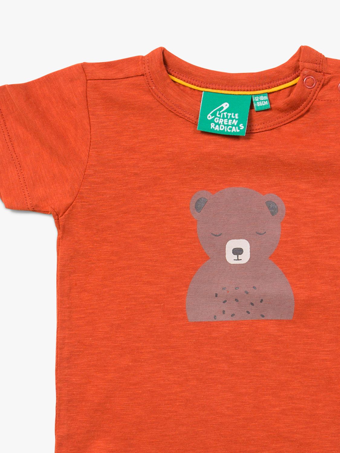 Little Green Radicals Baby Organic Cotton Bear Short Sleeve T-Shirt, Red/Multi, 5-6 years
