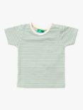 Little Green Radicals Baby Organic Cotton Striped Short Sleeve T-Shirt, Algate Green