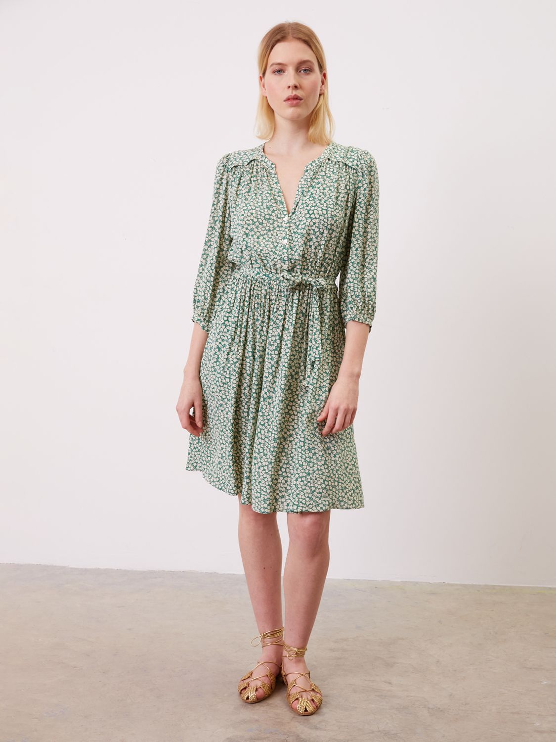 Gerard Darel Junon Leaf Print Dress, Green at John Lewis & Partners