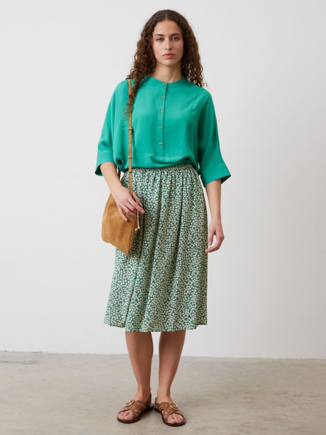 Gerard Darel Foliage A-Line Skirt, Green, 8