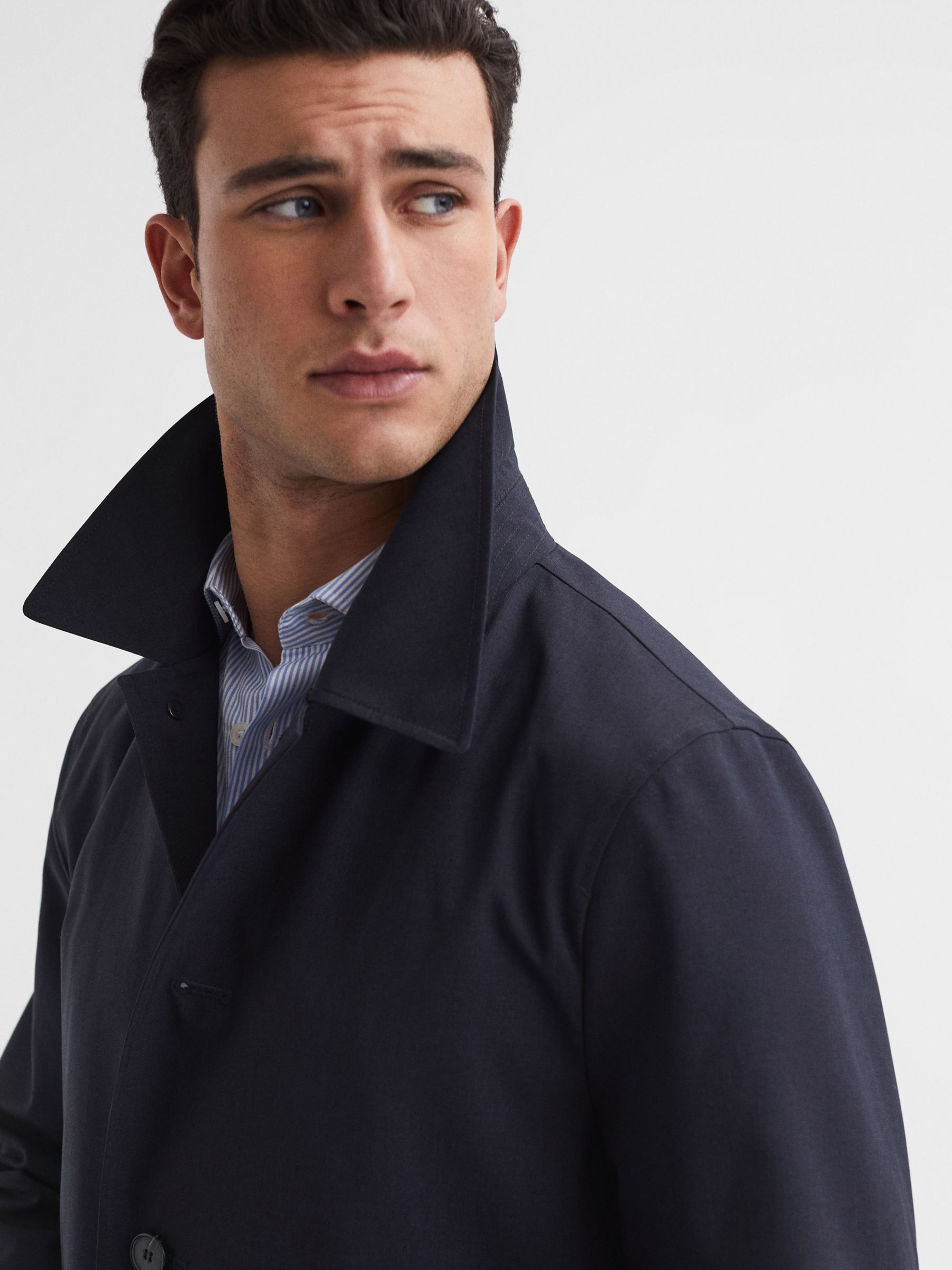 Reiss Perrin Removable Funnel Neck Insert Mac, Navy, XS
