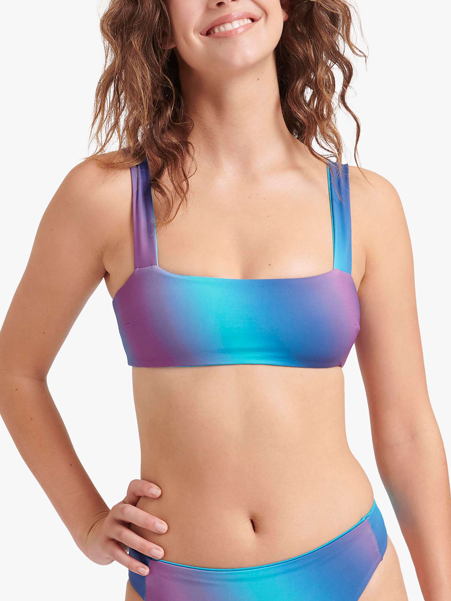 Buy sloggi Shore Fornillo Reversible Bikini Crop Top, Turquoise/Purple Online at johnlewis.com