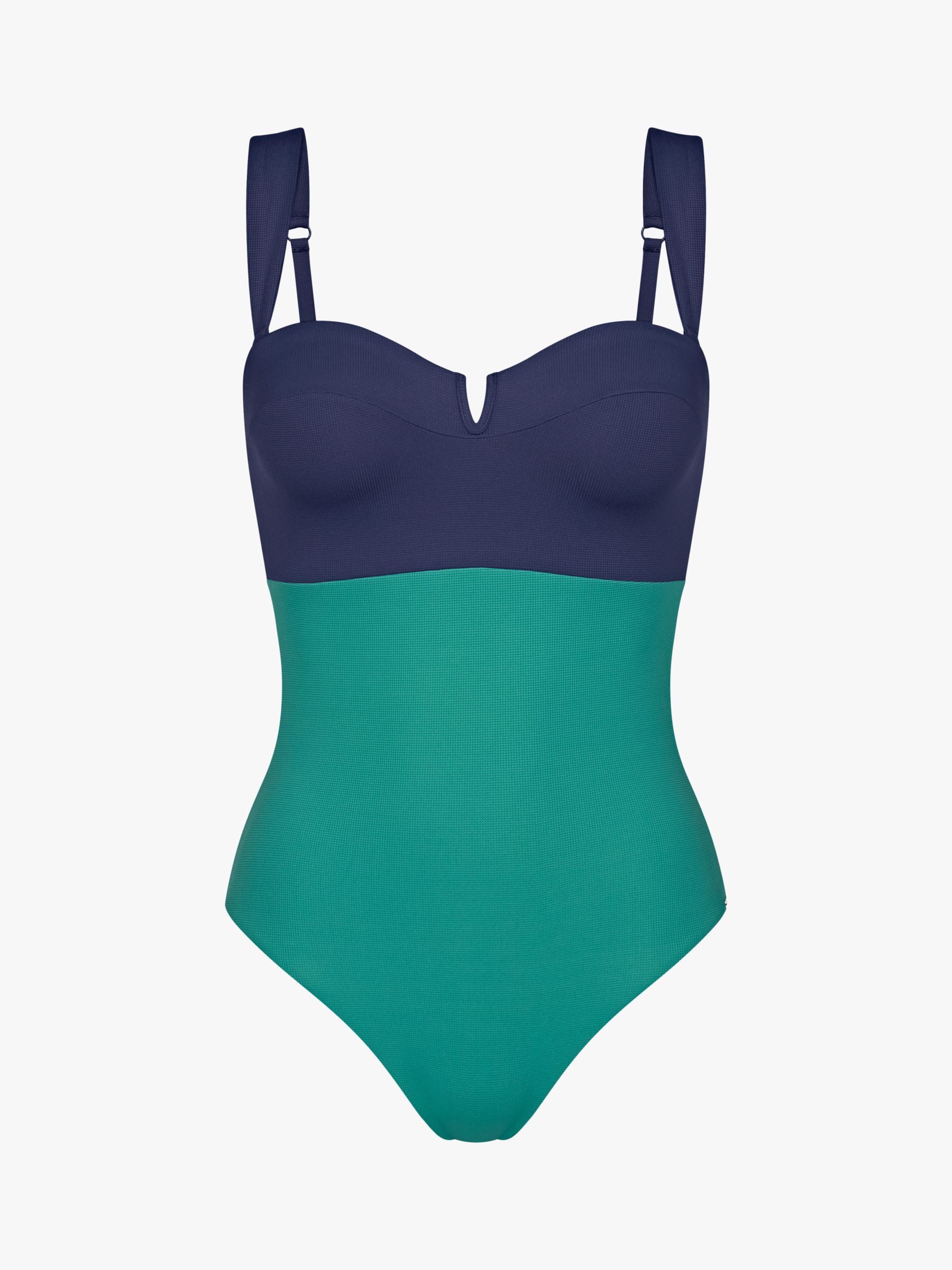Triumph Summer Glow Padded Bandeau Swimsuit, True Navy at John Lewis ...