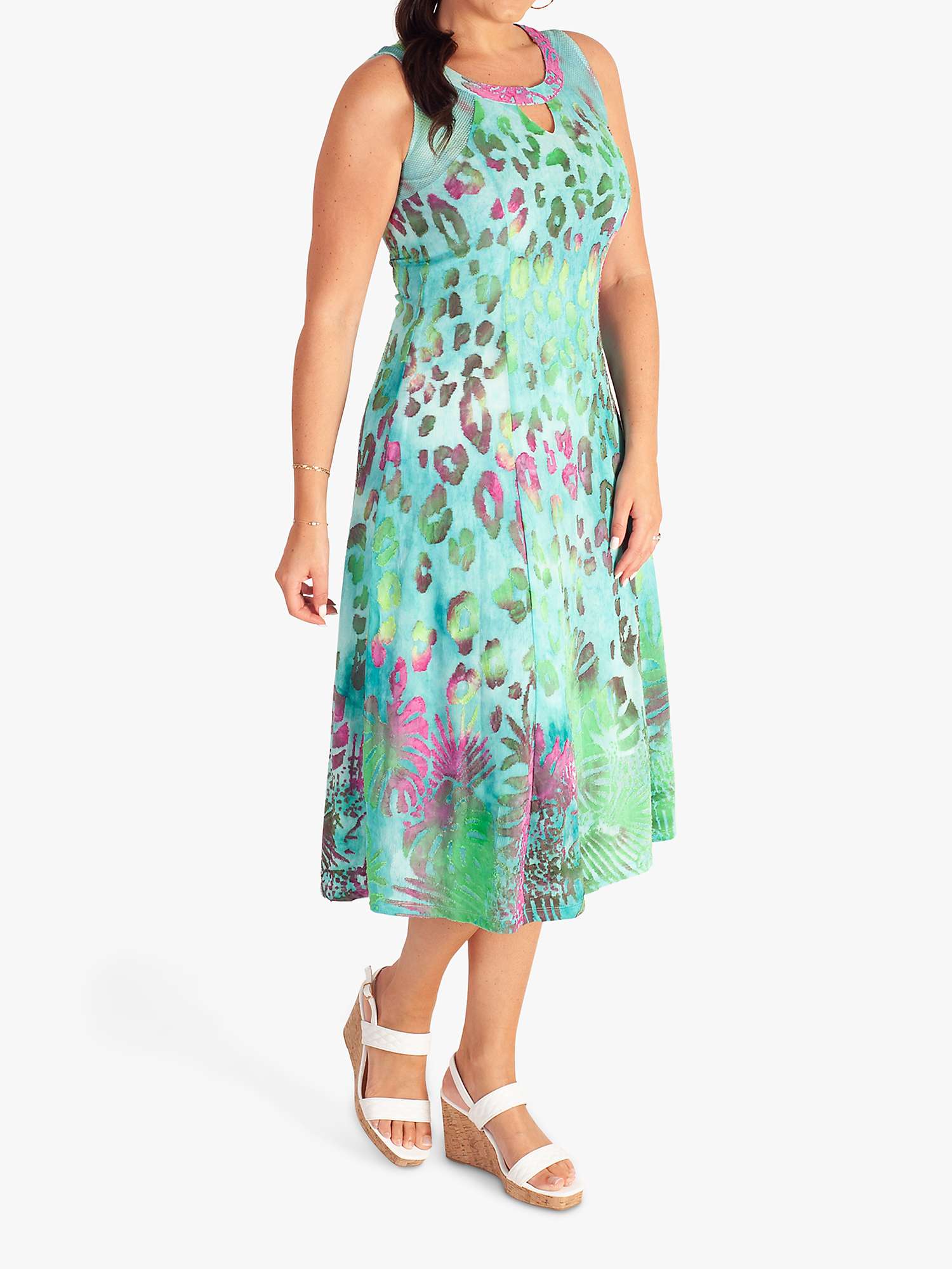 Buy chesca Leopard Print Burnout Midi Dress, Aqua/Multi Online at johnlewis.com