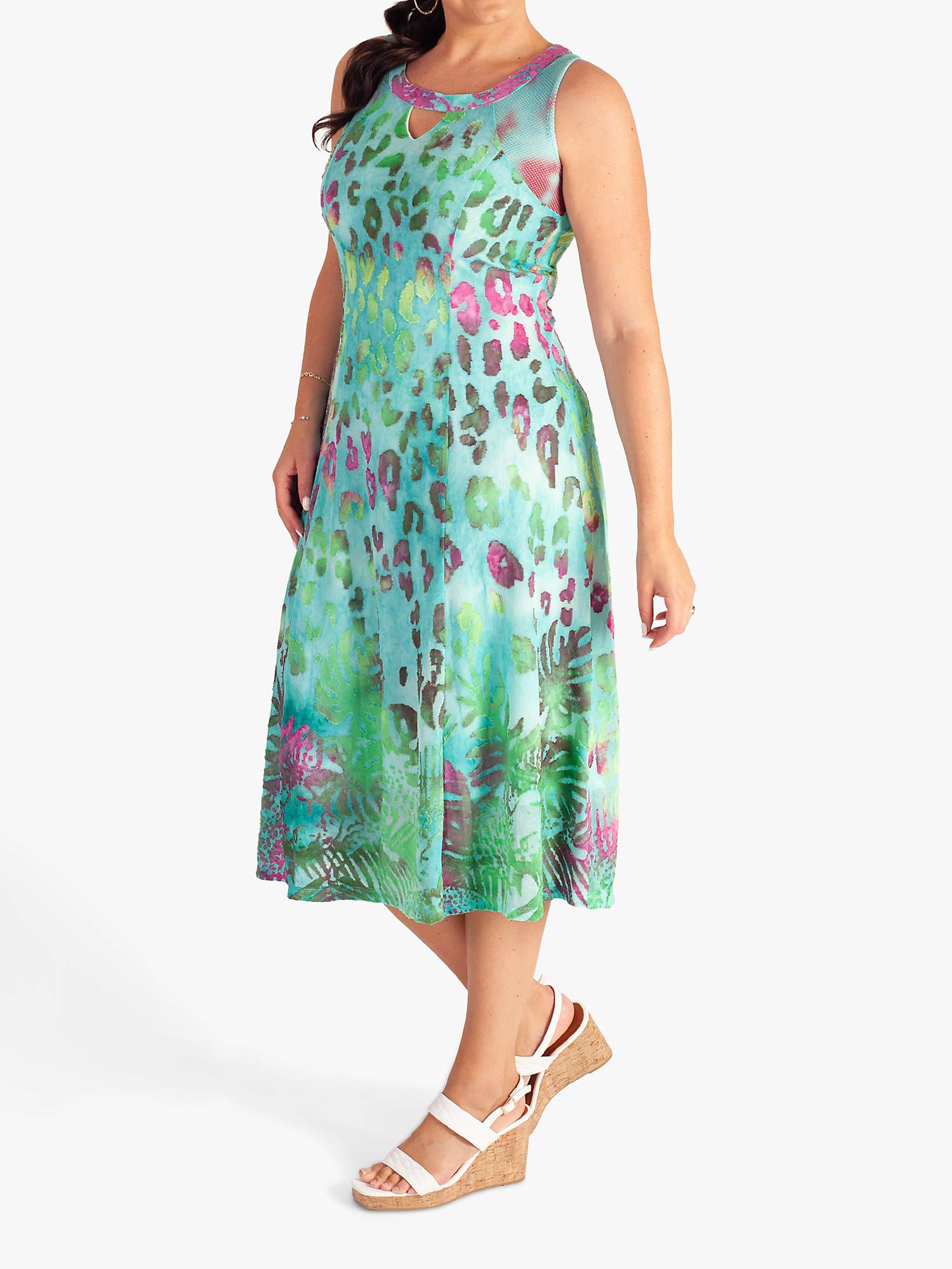 Buy chesca Leopard Print Burnout Midi Dress, Aqua/Multi Online at johnlewis.com