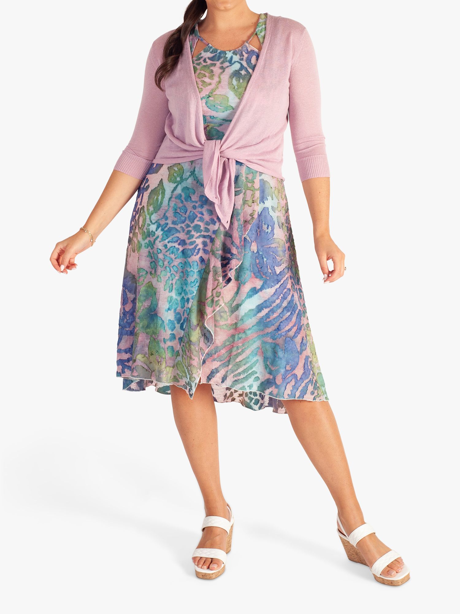 Buy Floral Burnout Faux Wrap Detail Sleeveless Dress, Pink/Multi Online at johnlewis.com