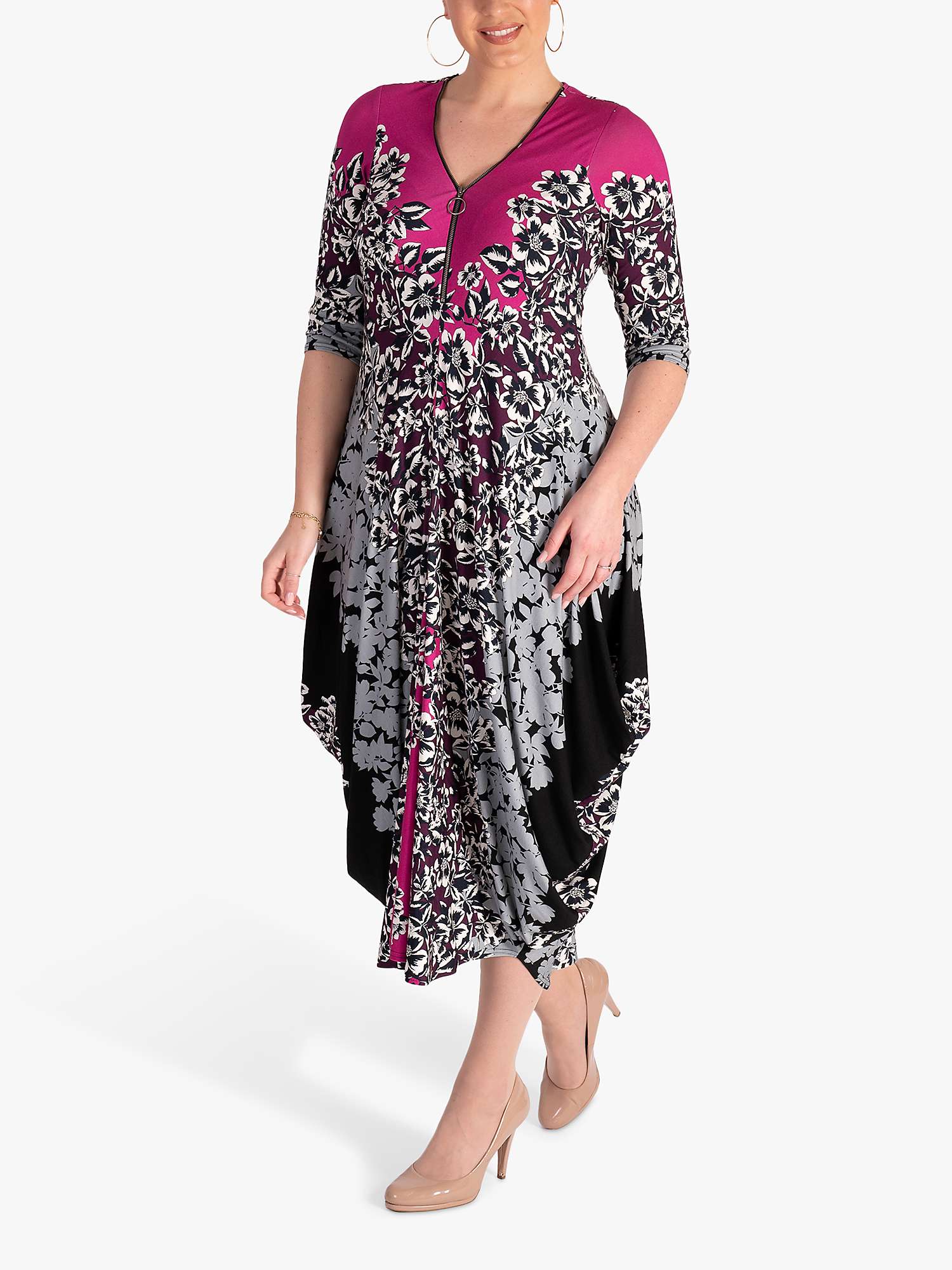 Buy chesca Floral Print Jersey Dress, Fuchsia/Grey Online at johnlewis.com