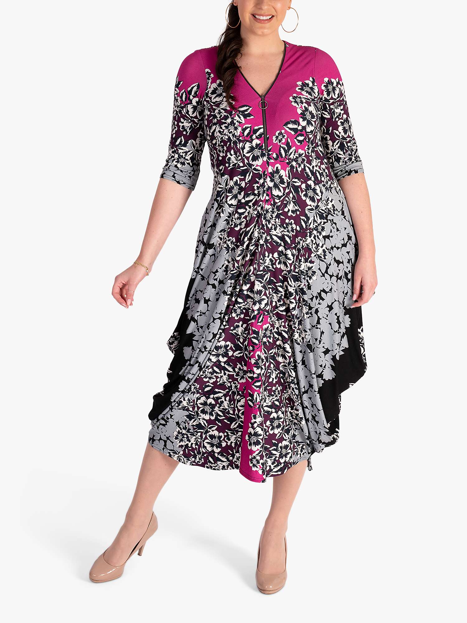 Buy chesca Floral Print Jersey Dress, Fuchsia/Grey Online at johnlewis.com