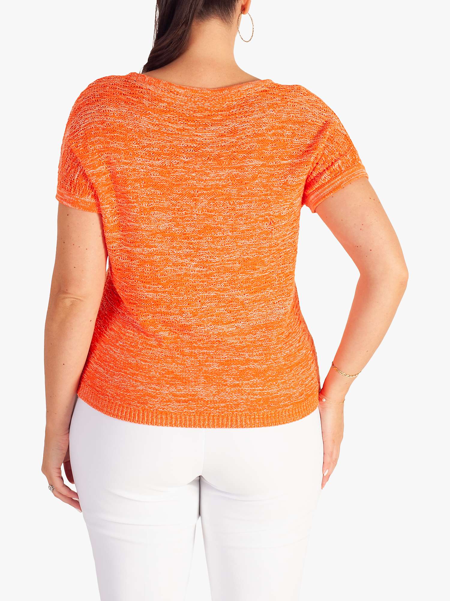 Buy chesca Short Sleeve Knitted Cotton Top, Orange/White Online at johnlewis.com