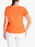 chesca Short Sleeve Knitted Cotton Top, Orange/White