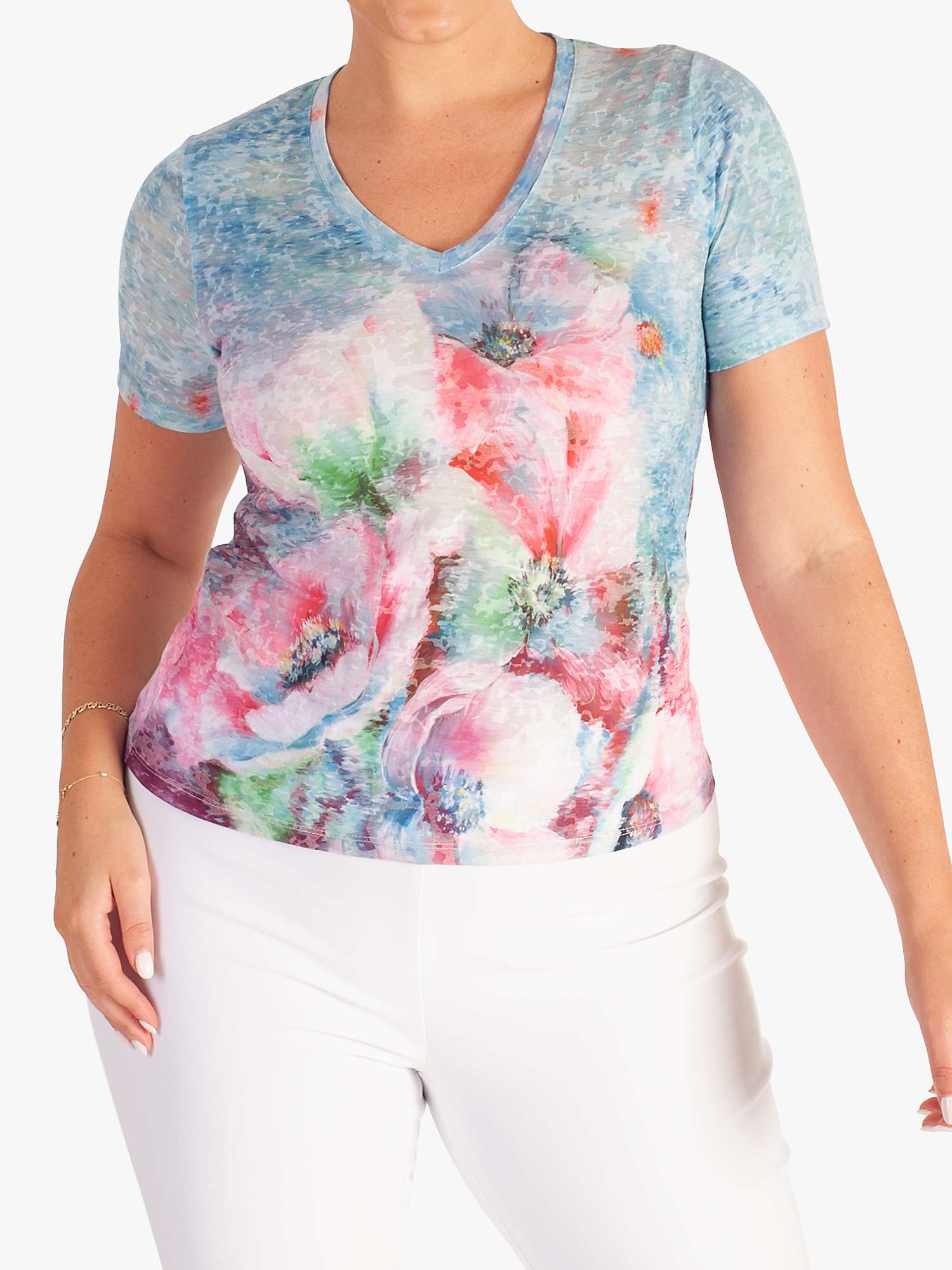 Buy chesca Floral V-Neck T-Shirt Online at johnlewis.com