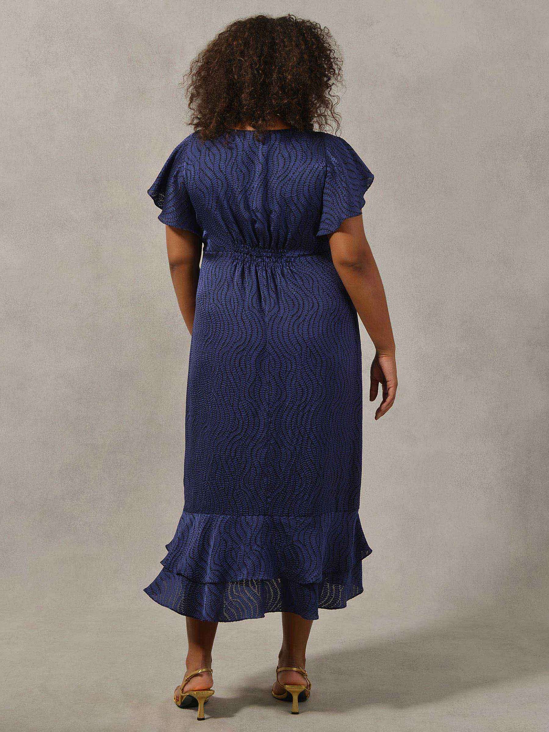 Buy Live Unlimited Curve Leaf Burnout Tiered Hem Midi Dress, Dark Blue Online at johnlewis.com
