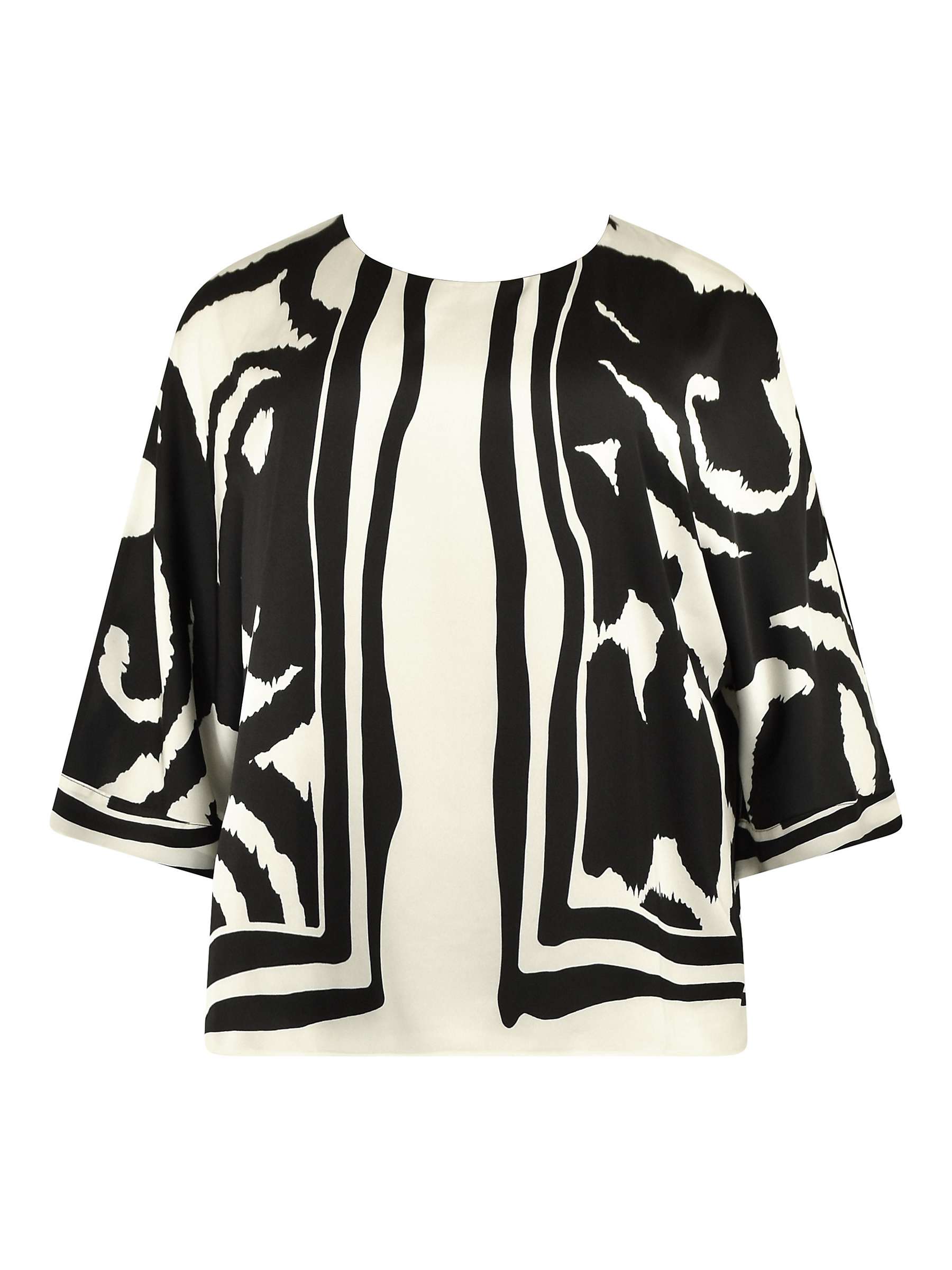 Live Unlimited Mono Placement Print Overlay Top, Black at John Lewis ...