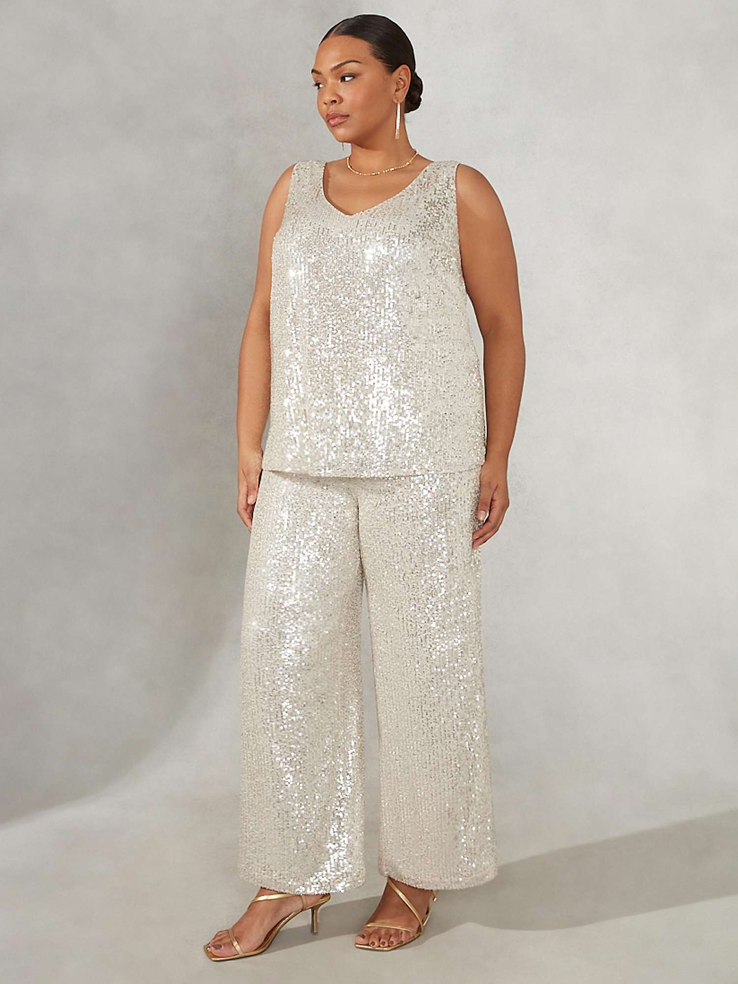 Buy Live Unlimited Curve Sequin Trousers, Champagne Online at johnlewis.com