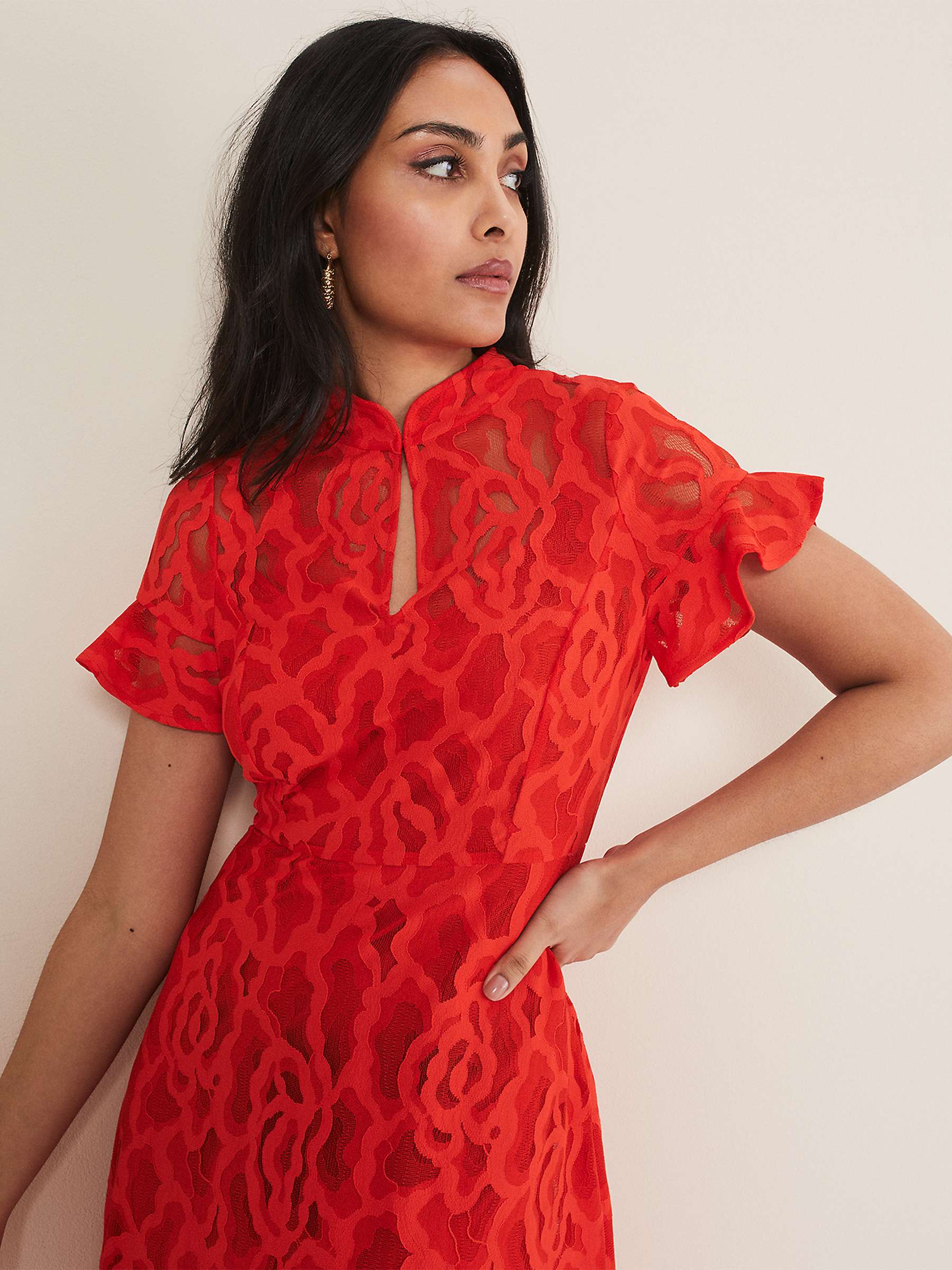 Phase Eight Petite Lulu Lace Dress, Red at John Lewis & Partners