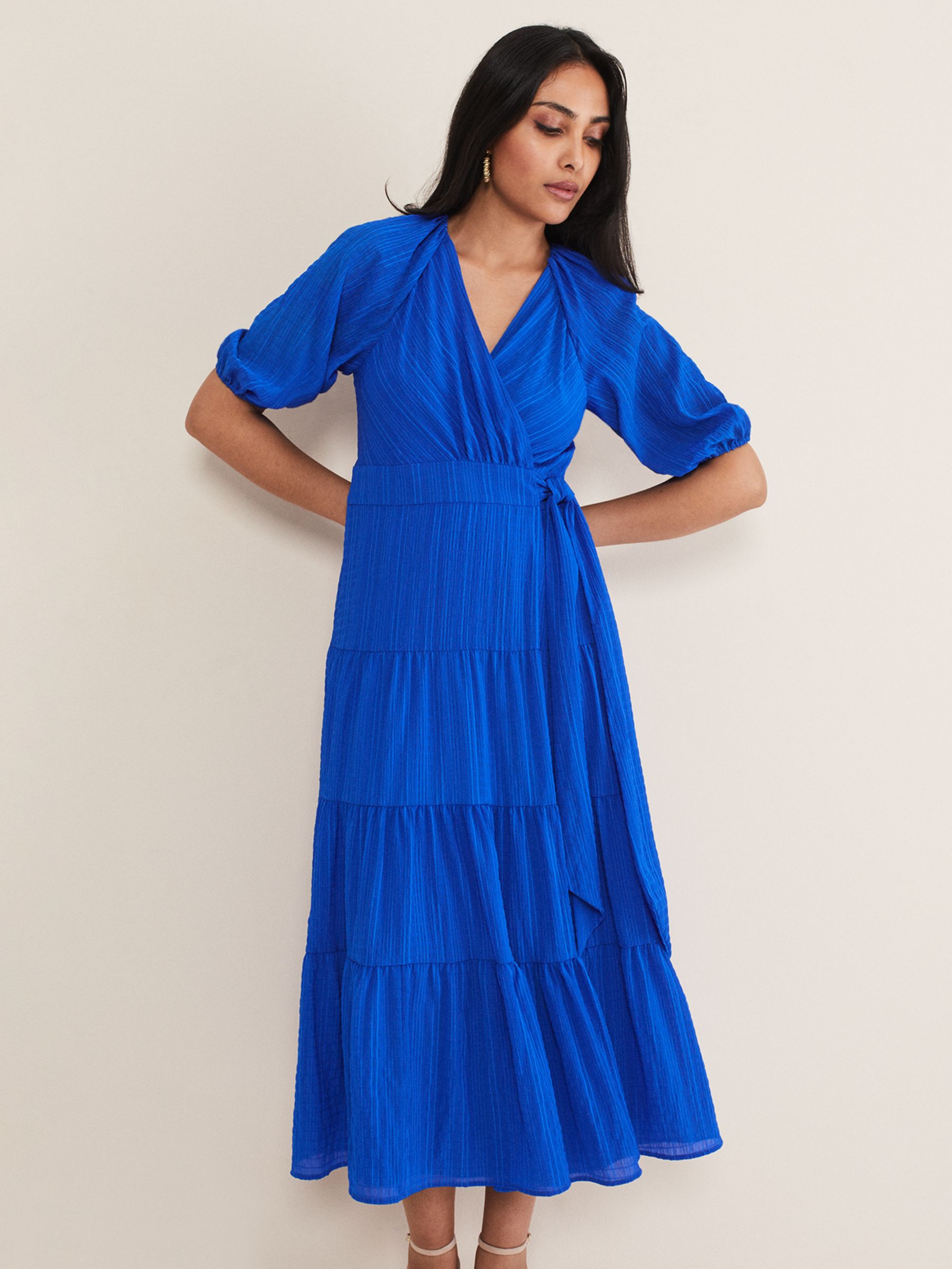 Phase Eight Petite Morven Wrap Dress, Cobalt at John Lewis & Partners