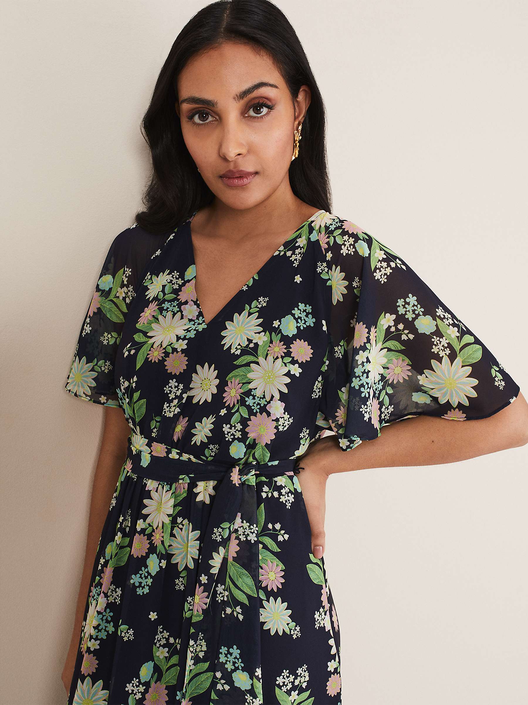 Buy Phase Eight Petite Georgie Tiered Floral Maxi Dress, Navy/Multi Online at johnlewis.com