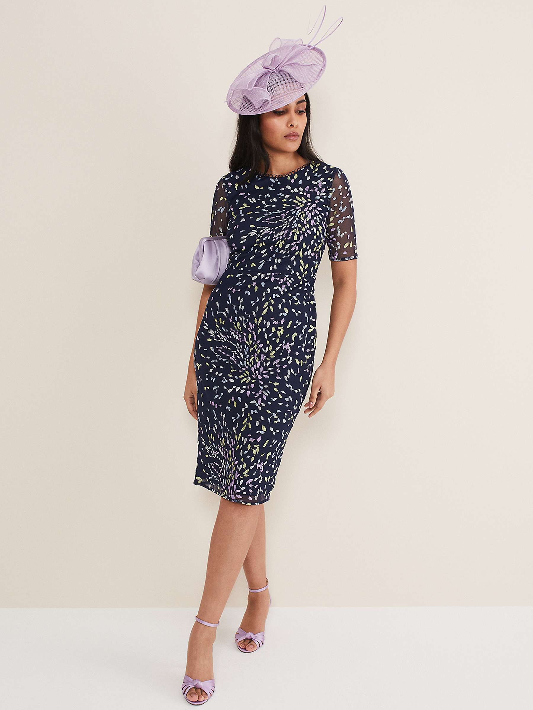 Buy Phase Eight Petite Aileena Women's Dress, Navy/Multi Online at johnlewis.com