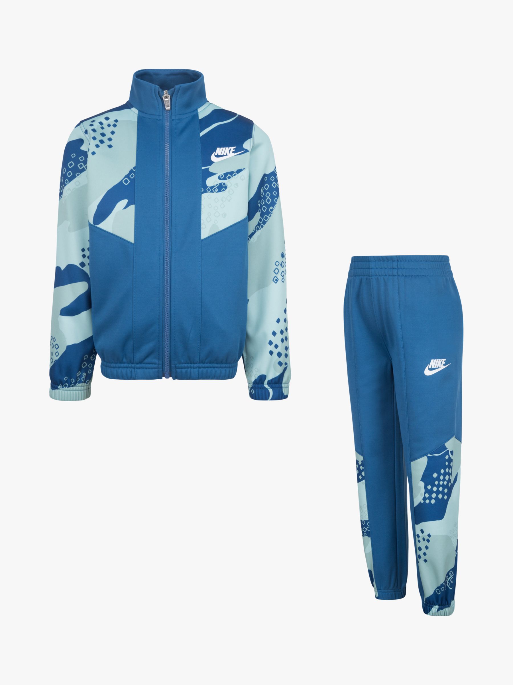Nike Kids' Dri-FIT Camo Full-Zip Tracksuit, Industrial Blue