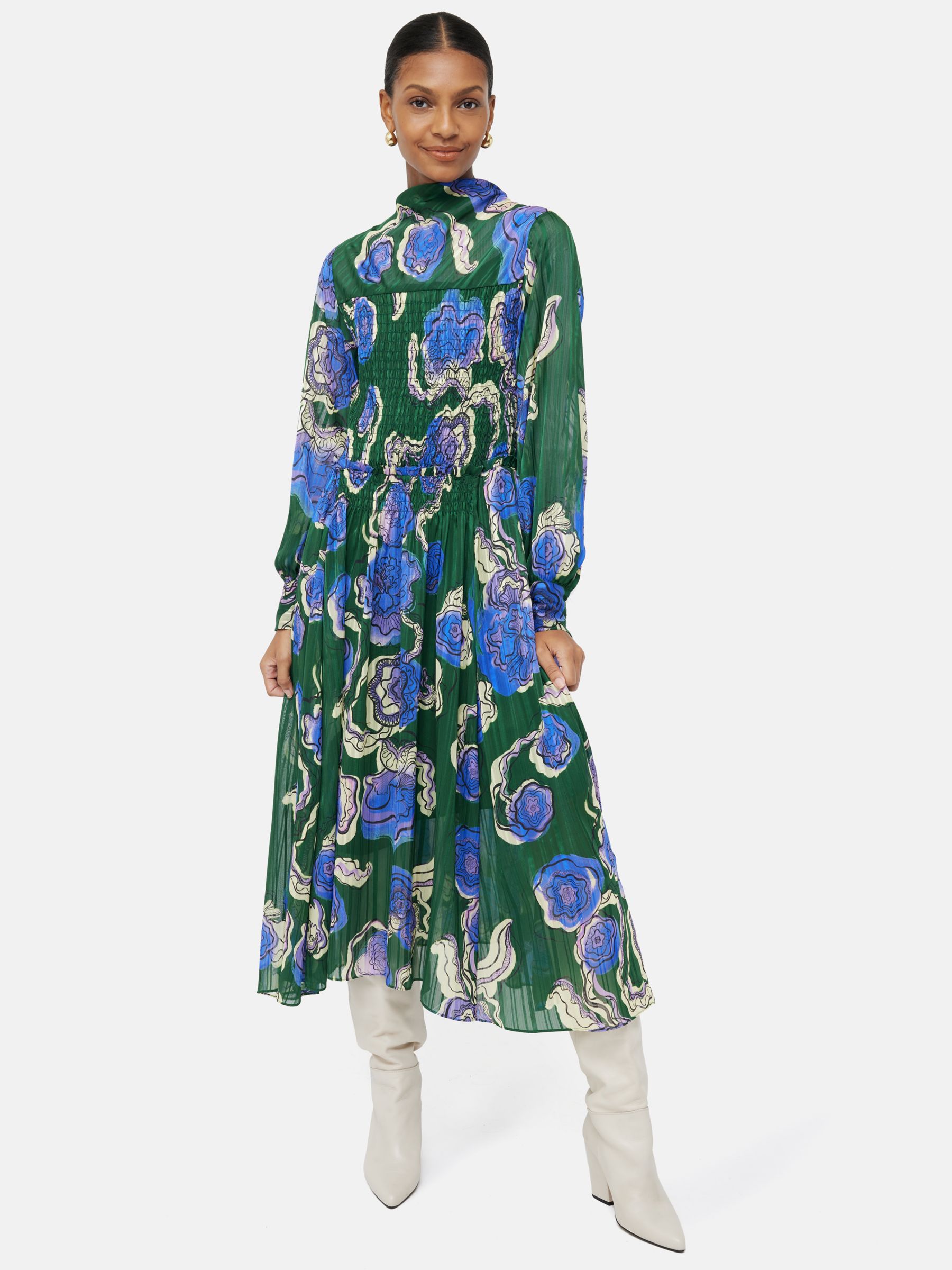 Jigsaw Sharan Ranshi Floral Maxi Dress, Green, 6